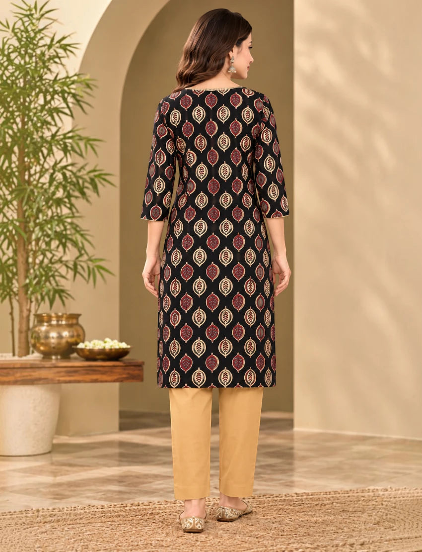 Paisley Print Cotton Kurta Set with Kota Doriya Dupatta
