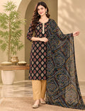 Paisley Print Cotton Kurta Set with Kota Doriya Dupatta