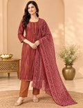 Khadi Maroon Salwar Suit Set with Kota Doriya Dupatta