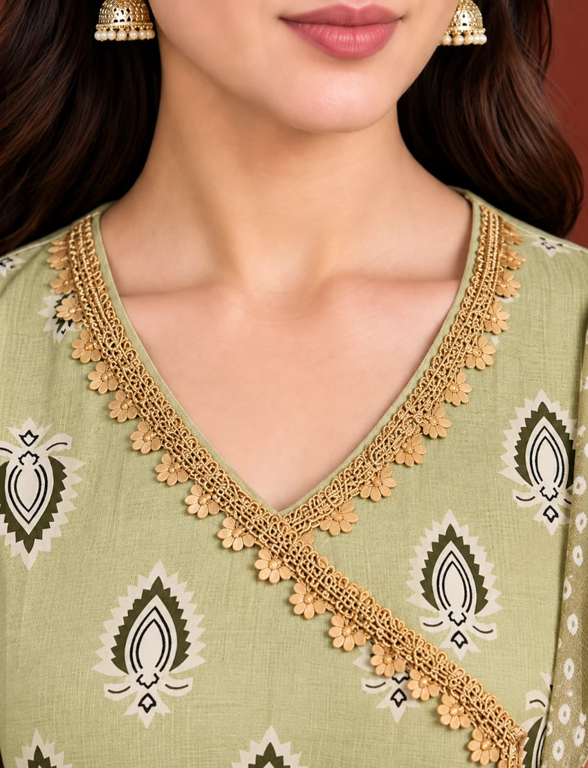Festive Cotton Kurta Set with Kota Doriya Dupatta