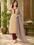 Cotton Kurta Set with Kota Doriya Dupatta Beige
