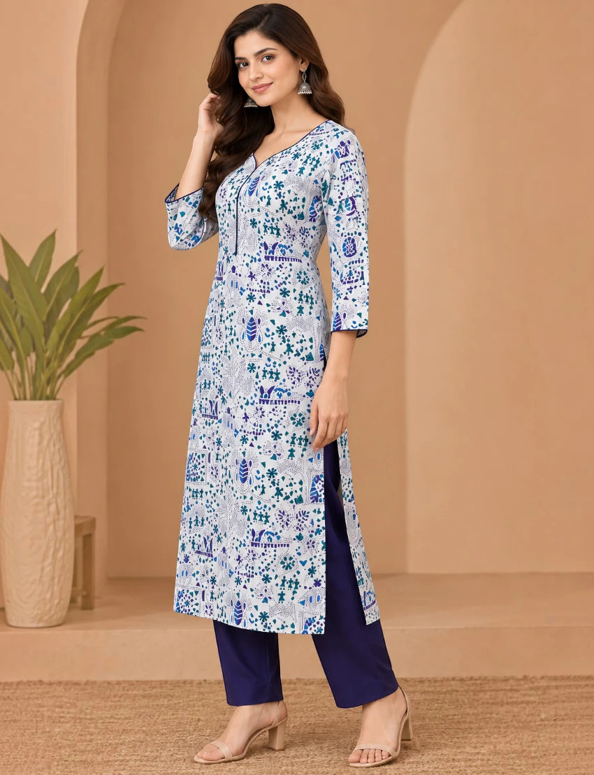 White Cotton Kurta Set with Kota Doriya Dupatta