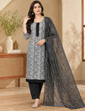 Leheriya Cotton Salwar Suit Set - White/Black Ethnic Wear