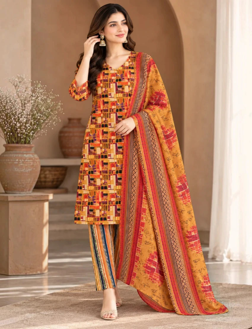 Pure Cotton Salwar Suit Set, Multi Color
